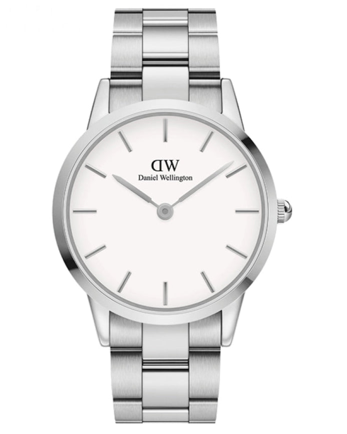 Daniel Wellington Iconic White Dial Silver Steel Strap Watch For Men - DW00100341