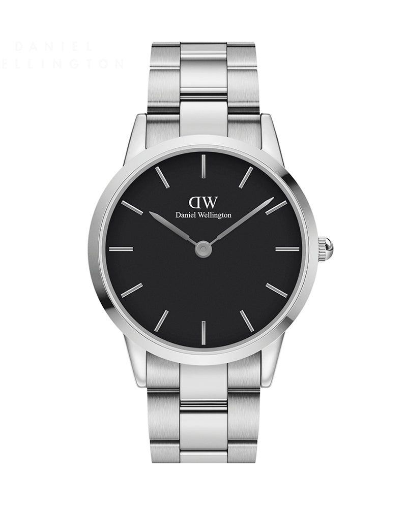  Shop Authentic Daniel Wellington Iconic Link Black Dial Silver Steel Strap Watch For Women - DW00100342 - Luxxuri
