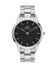  Shop Authentic Daniel Wellington Iconic Link Black Dial Silver Steel Strap Watch For Women - DW00100342 - Luxxuri