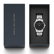  Shop Authentic Daniel Wellington Iconic Link Black Dial Silver Steel Strap Watch For Women - DW00100342 - Luxxuri