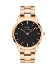  Shop Authentic Daniel Wellington Iconic Link Black Dial Rose Gold Steel Strap Watch For Men - DW00100344 - Luxxuri