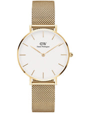  Shop Authentic Daniel Wellington Classic Petite White Dial Gold Mesh Bracelet Watch For Women - DW00100348 - Luxxuri