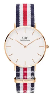  Shop Authentic Daniel Wellington Petite Canterbury White Dial Three Tone Nylon Strap Watch For Women - DW00100357 - Luxxuri