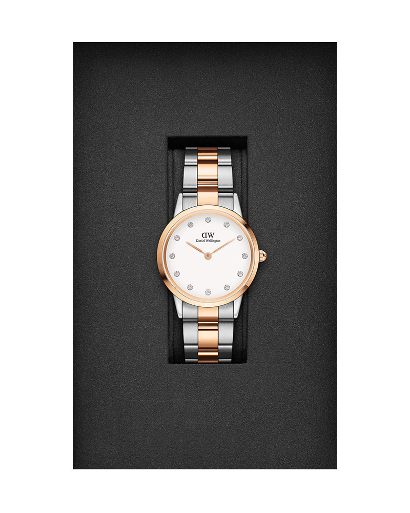  Shop Authentic Daniel Wellington Iconic Link White Dial Two Tone Steel Strap Watch For Women - DW00100358 - Luxxuri