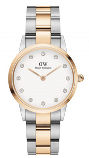  Shop Authentic Daniel Wellington Iconic Link White Dial Two Tone Steel Strap Watch For Women - DW00100358 - Luxxuri