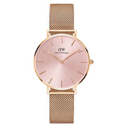  Shop Authentic Daniel Wellington Petite Melrose Pink Dial Rose Gold Mesh Strap Watch For Women - DW00100367 - Luxxuri
