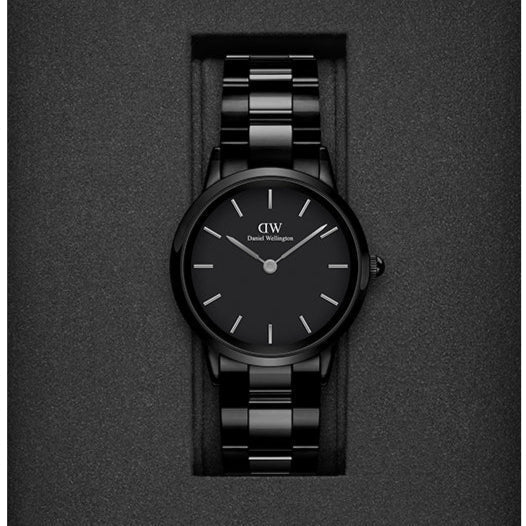  Shop Authentic Daniel Wellington Iconic Link Ceramic Black Dial Black Steel Strap Watch For Women - DW00100414 - Luxxuri