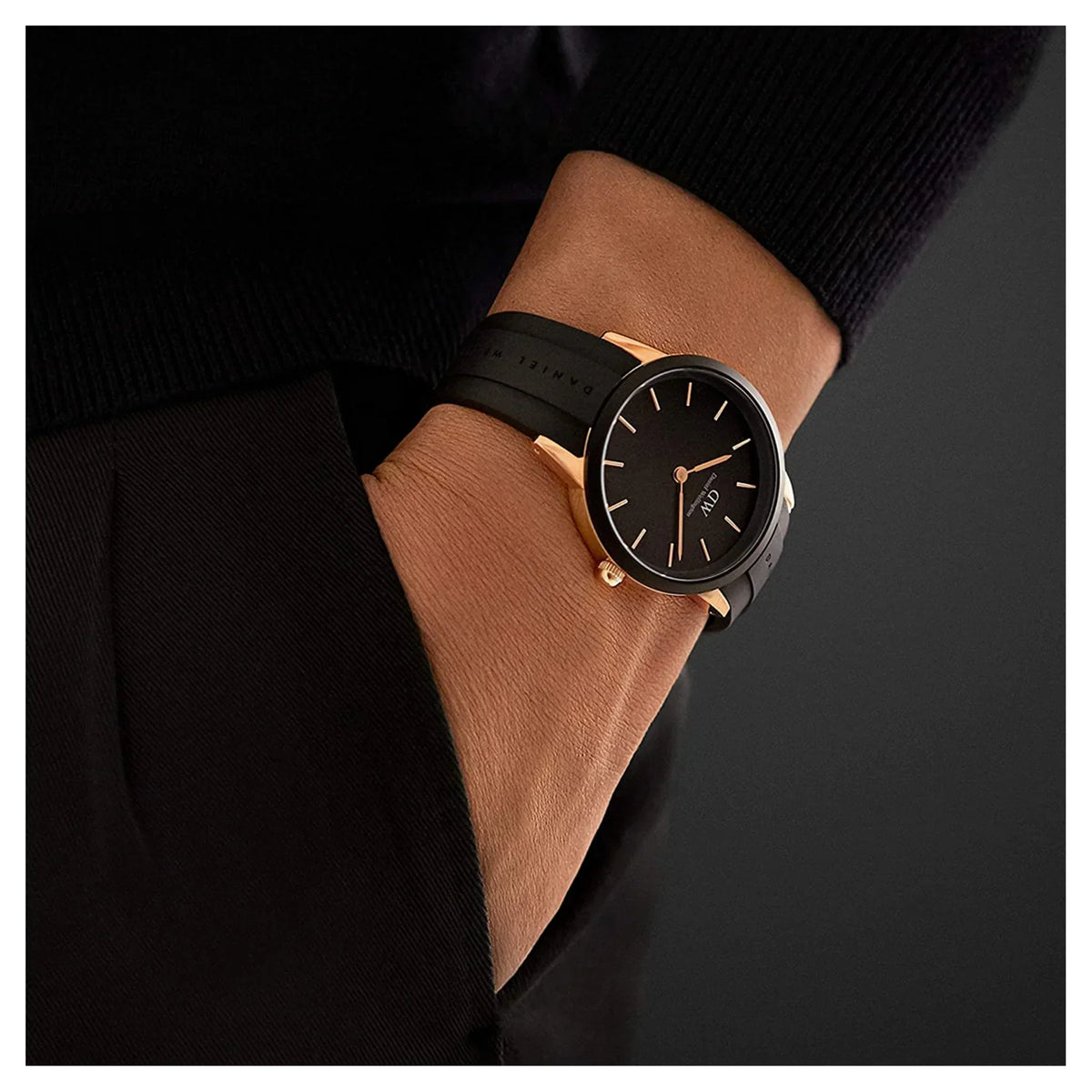  Shop Authentic Daniel Wellington Iconic Motion Black Dial Rubber Strap Watch For Women - DW00100426 - Luxxuri