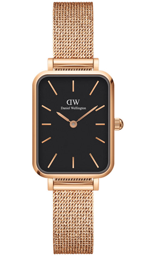  Shop Authentic Daniel Wellington Quadro Melrose Black Dial Rose Gold Mesh Bracelet Watch For Women - DW00100432 - Luxxuri