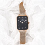  Shop Authentic Daniel Wellington Quadro Melrose Black Dial Rose Gold Mesh Bracelet Watch For Women - DW00100432 - Luxxuri