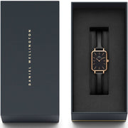  Shop Authentic Daniel Wellington Quadro Sheffield Black Dial Black Leather Strap Watch For Women - DW00100435 - Luxxuri