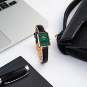  Shop Authentic Daniel Wellington Quadro Pressed Sheffield Green Dial Black Leather Strap Watch For Women - DW00100439 - Luxxuri