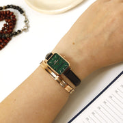  Shop Authentic Daniel Wellington Quadro Pressed Sheffield Green Dial Black Leather Strap Watch For Women - DW00100439 - Luxxuri