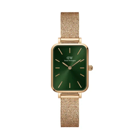 Daniel Wellington Pressed Melrose Emerald Green Rose Gold Mesh Strap Watch For Women - DW00100445