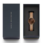  Shop Authentic Daniel Wellington Petite Amber Brown Dial Gold Mesh Strap Watch For Women - DW00100476 - Luxxuri