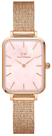  Shop Authentic Daniel Wellington Quadro Pressed Melrose Pink Dial Pink Mesh Bracelet Watch For Women - DW00100510 - Luxxuri