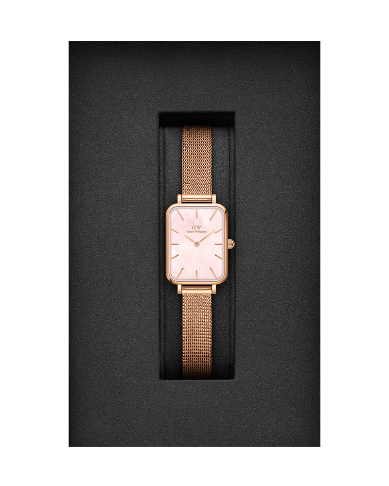  Shop Authentic Daniel Wellington Quadro Pressed Melrose Pink Dial Pink Mesh Bracelet Watch For Women - DW00100510 - Luxxuri