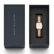  Shop Authentic Daniel Wellington Quadro Studio White Dial Rose Gold Mesh Strap Watch For Women - DW00100517 - Luxxuri