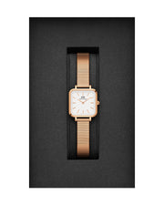  Shop Authentic Daniel Wellington Quadro Studio White Dial Rose Gold Mesh Strap Watch For Women - DW00100517 - Luxxuri