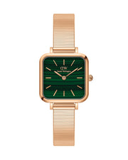  Shop Authentic Daniel Wellington Quadro Studio Green Dial Rose Gold Mesh Strap Watch For Women - DW00100520 - Luxxuri