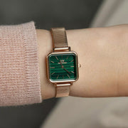  Shop Authentic Daniel Wellington Quadro Studio Green Dial Rose Gold Mesh Strap Watch For Women - DW00100520 - Luxxuri