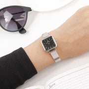  Shop Authentic Daniel Wellington Quadro Studio Black Dial Silver Mesh Strap Watch For Women - DW00100522 - Luxxuri