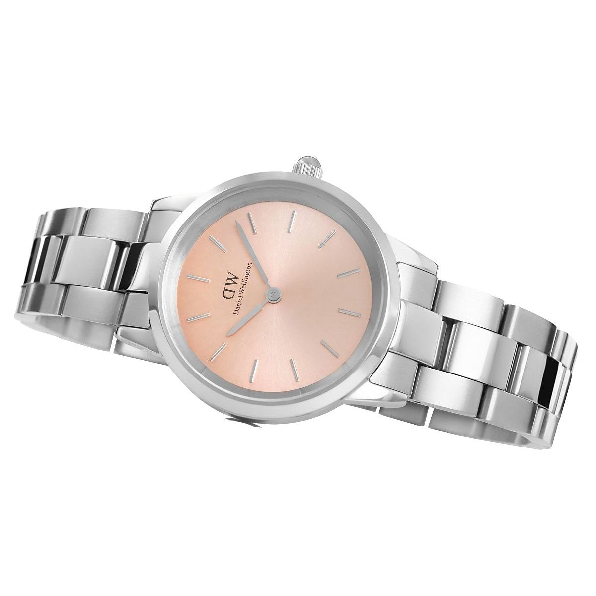  Shop Authentic Daniel Wellington Iconic Link Pink Dial Silver Steel Strap Watch For Women - DW00100327 - Luxxuri