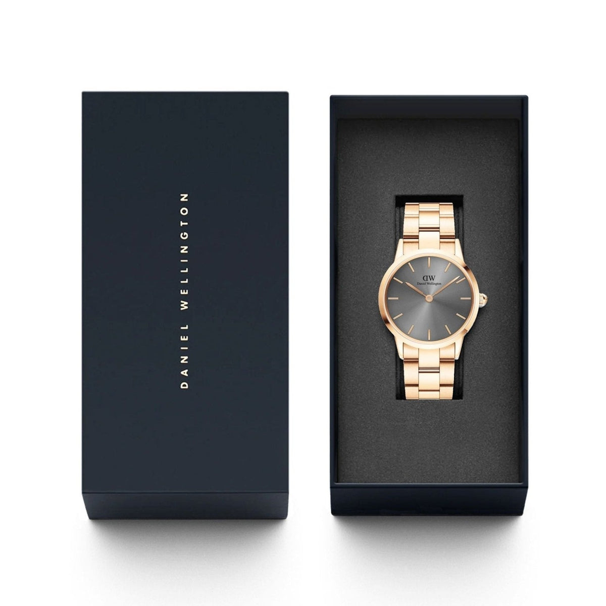  Shop Authentic Daniel Wellington Iconic Link Grey Dial Gold Steel Strap Watch For Women - DW00100334 - Luxxuri