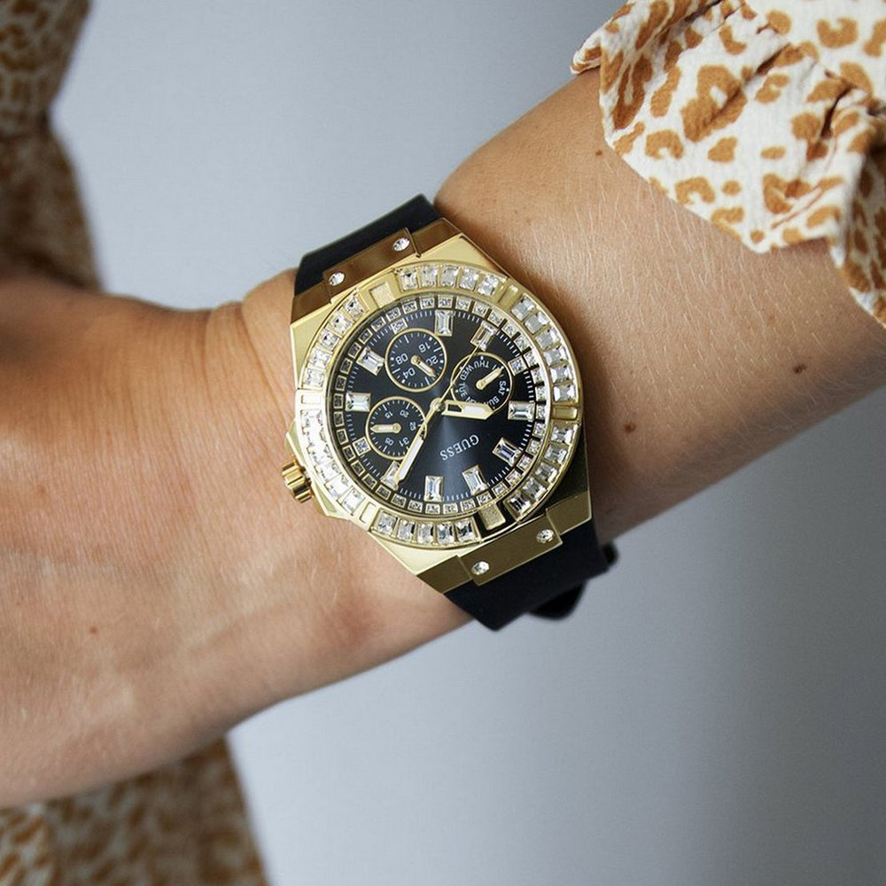  Shop Authentic Guess Venus Diamonds Black Dial Black Rubber Strap Watch for Women - GW0118L1 - Luxxuri