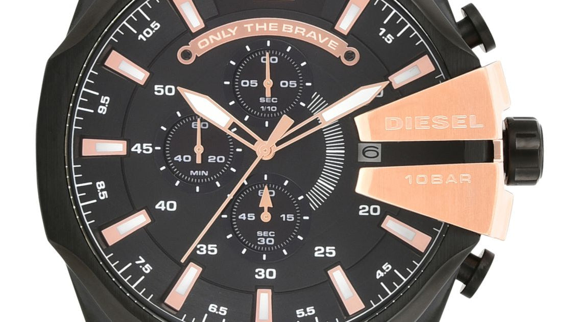  Shop Authentic Diesel Mega Chief Black Dial Black Steel Strap Watch For Men - DZ4309 - Luxxuri