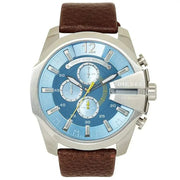  Shop Authentic Diesel Mega Chief Light Blue Dial Brown Leather Strap Watch For Men - DZ4281 - Luxxuri
