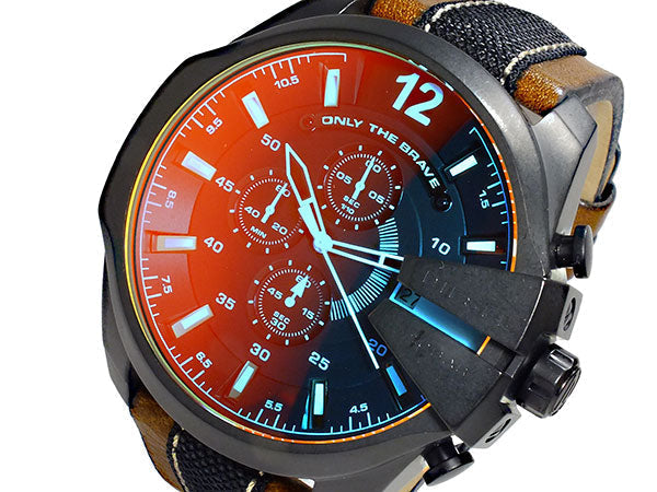 Shop Authentic Diesel Mega Chief Quartz Black Dial Two Tone Leather Strap Watch For Men - DZ4305 - Luxxuri