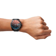  Shop Authentic Diesel Mega Chief Black Dial Black Leather Strap Watch For Men - DZ4323 - Luxxuri