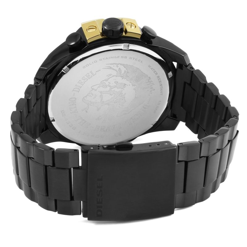  Shop Authentic Diesel Mega Chief Chronograph Black Dial Black Steel Strap Watch For Men - DZ4338 - Luxxuri