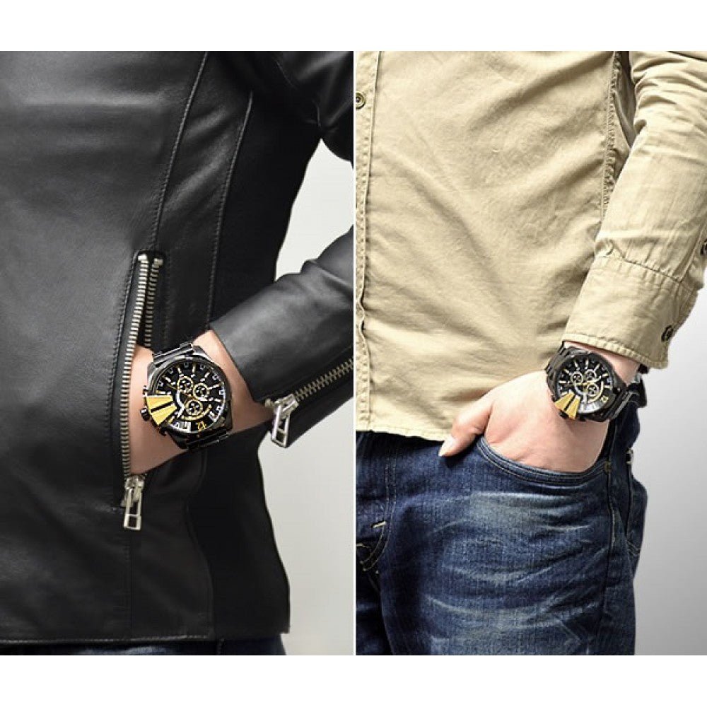  Shop Authentic Diesel Mega Chief Chronograph Black Dial Black Steel Strap Watch For Men - DZ4338 - Luxxuri