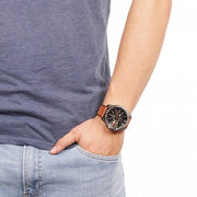  Shop Authentic Diesel Mega Chief Quartz Chronograph Brown Leather Strap Watch For Men - DZ4343 - Luxxuri