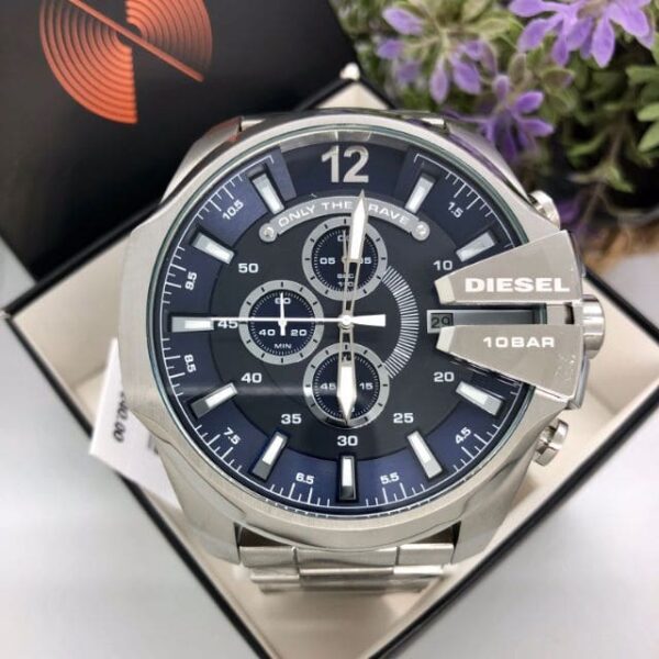  Shop Authentic Diesel Mega Chief Chronograph Blue Dial Silver Steel Strap Watch For Men - DZ4417 - Luxxuri