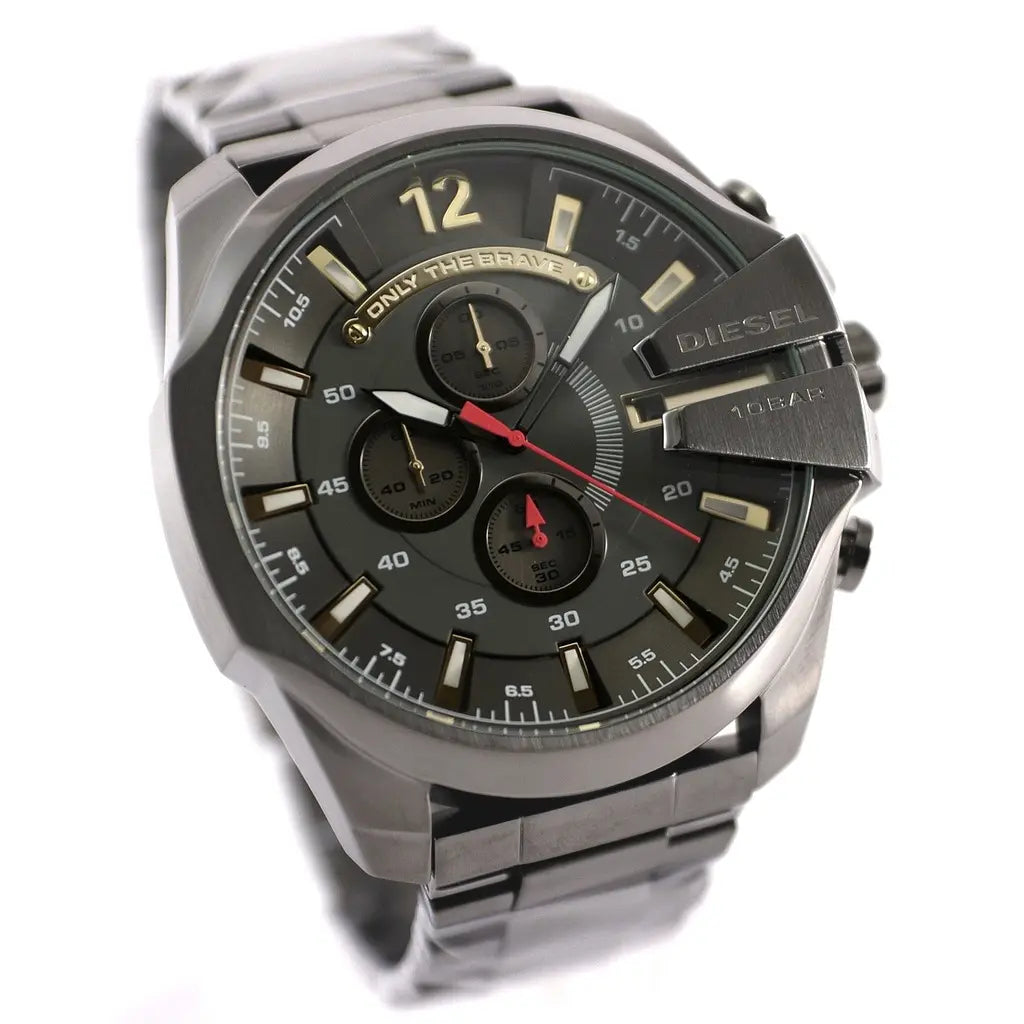  Shop Authentic Diesel  Mega Chief Chronograph Grey Dial Grey Steel Strap Watch For Men - DZ4421 - Luxxuri