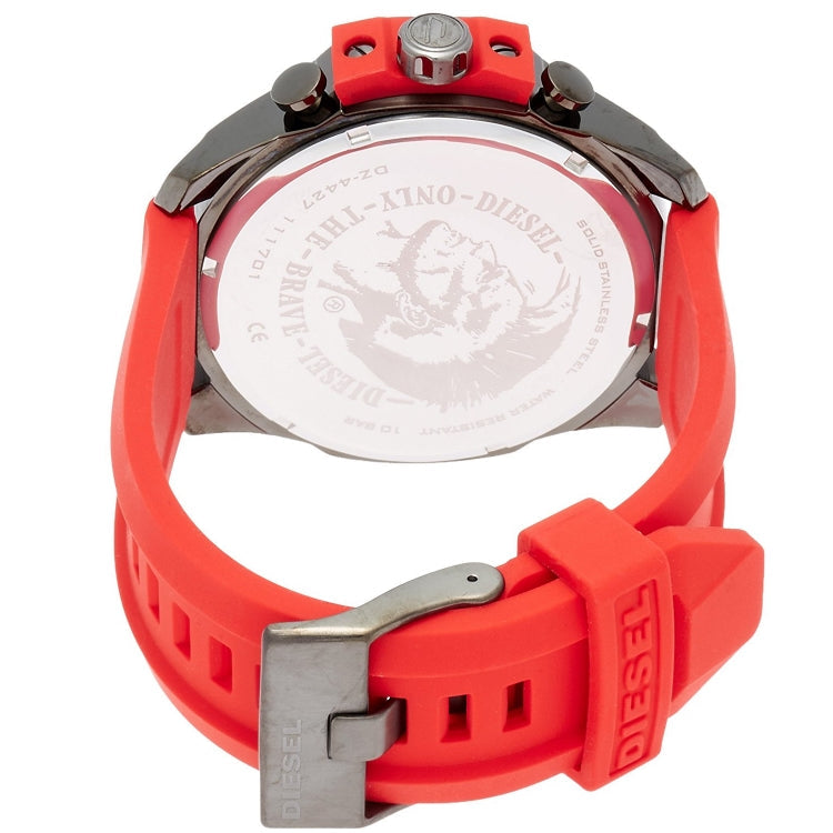  Shop Authentic Diesel Mega Chief Chronograph Black Dial Red Silicone Strap Watch For Men - DZ4427 - Luxxuri