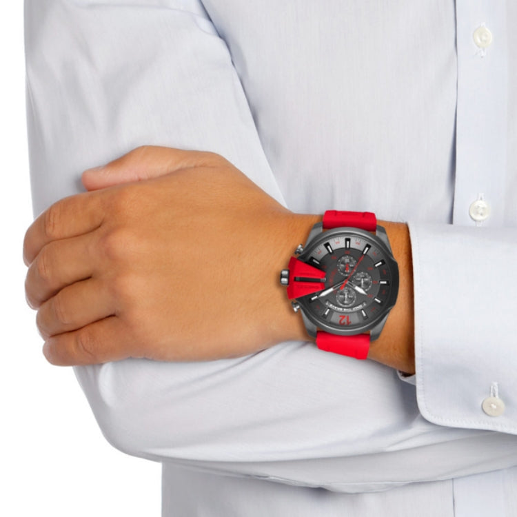  Shop Authentic Diesel Mega Chief Chronograph Black Dial Red Silicone Strap Watch For Men - DZ4427 - Luxxuri