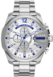  Shop Authentic Diesel Mega Chief Chronograph Silver Dial Silver Steel Strap Watch For Men - DZ4477 - Luxxuri