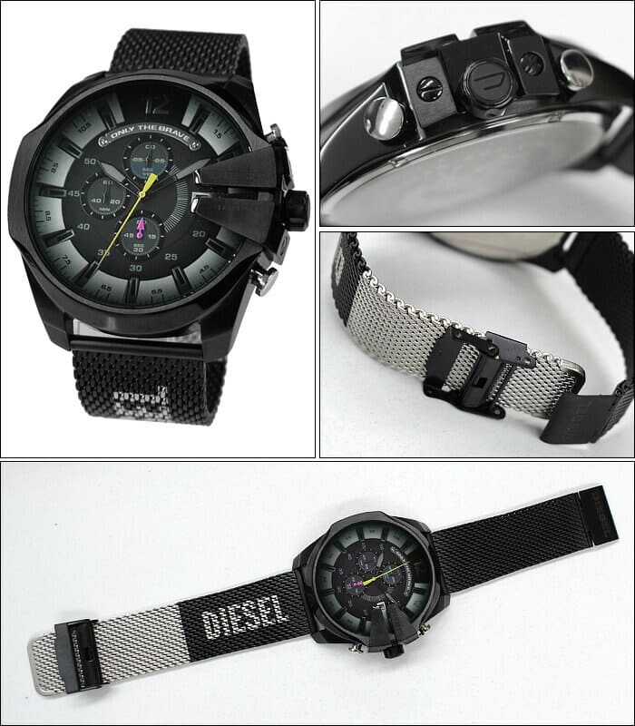  Shop Authentic Diesel Mega Chief Chronograph Black Dial Black Mesh Bracelet Watch For Men - DZ4514 - Luxxuri