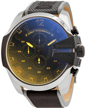  Shop Authentic Diesel Mega Chief Quartz Black Dial Grey Leather Strap Watch For Men - DZ4523 - Luxxuri