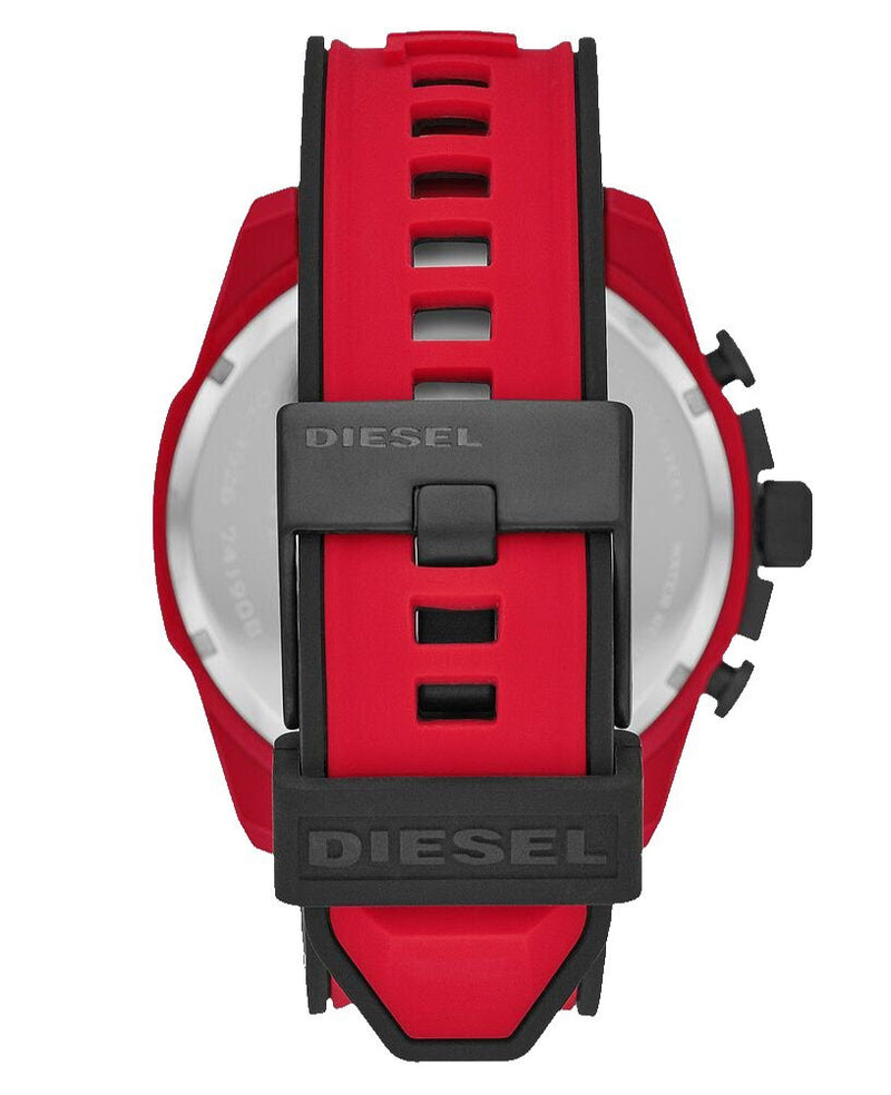  Shop Authentic Diesel Mega Chief Chronograph Black Dial Red Rubber Strap Watch For Men - DZ4526 - Luxxuri