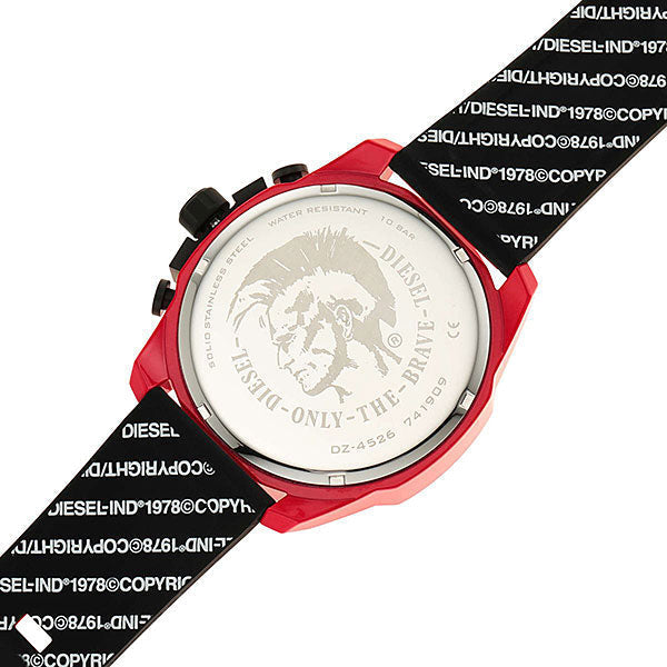  Shop Authentic Diesel Mega Chief Chronograph Black Dial Red Rubber Strap Watch For Men - DZ4526 - Luxxuri