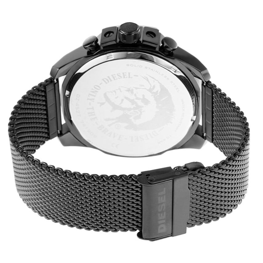  Shop Authentic Diesel Mega Chief Chronograph Black Dial Black Steel Strap Watch For Men - DZ4527 - Luxxuri