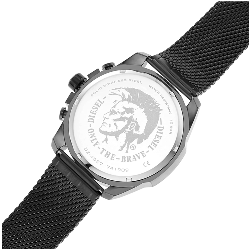  Shop Authentic Diesel Mega Chief Chronograph Black Dial Black Steel Strap Watch For Men - DZ4527 - Luxxuri