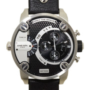  Shop Authentic Diesel Little Daddy Black Dial Black Leather Strap Watch For Men - DZ7256 - Luxxuri