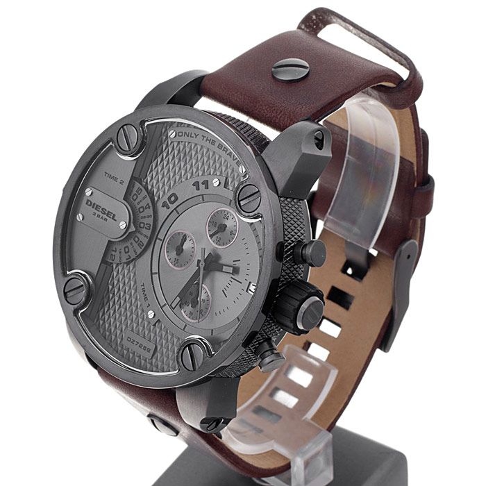  Shop Authentic Diesel Little Daddy SBA Small Sized Grey Dial Brown Leather Strap Watch For Men - DZ7258 - Luxxuri