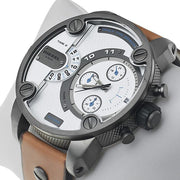  Shop Authentic Diesel SBA Dual Time Chronograph White Dial Brown Leather Strap Watch For Men - DZ7269 - Luxxuri